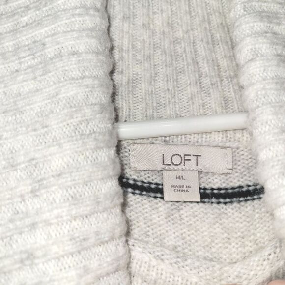 Loft Striped Wool Blend Turtleneck Sweater Poncho M/L - Picture 2 of 8